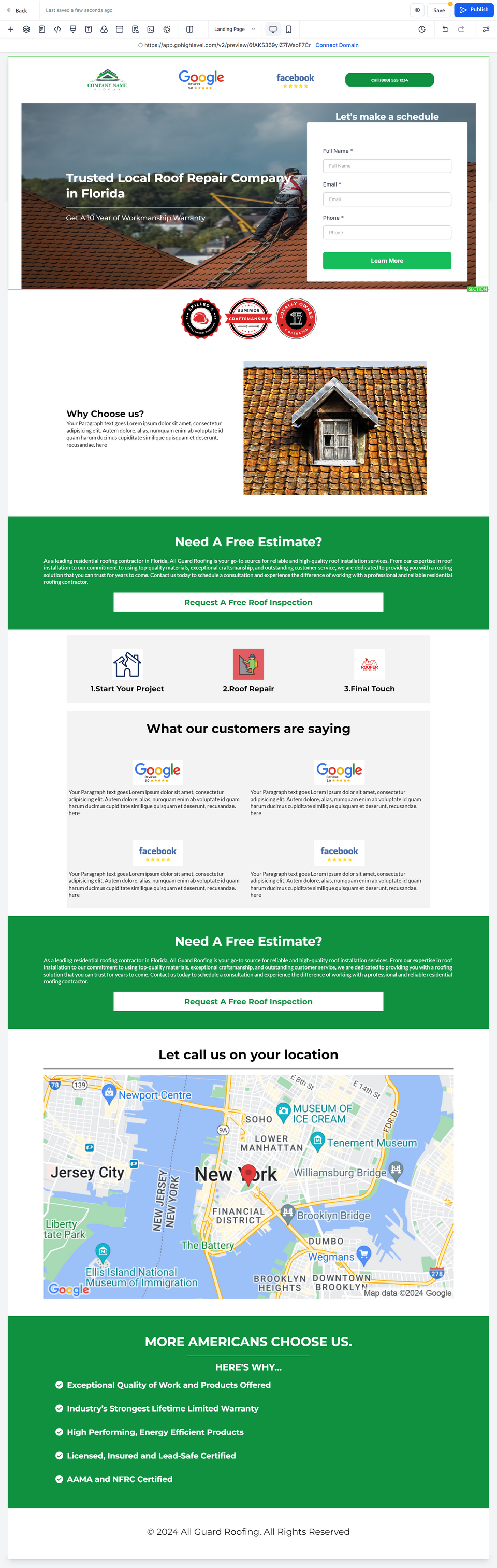 Roofing Company Landing Page
