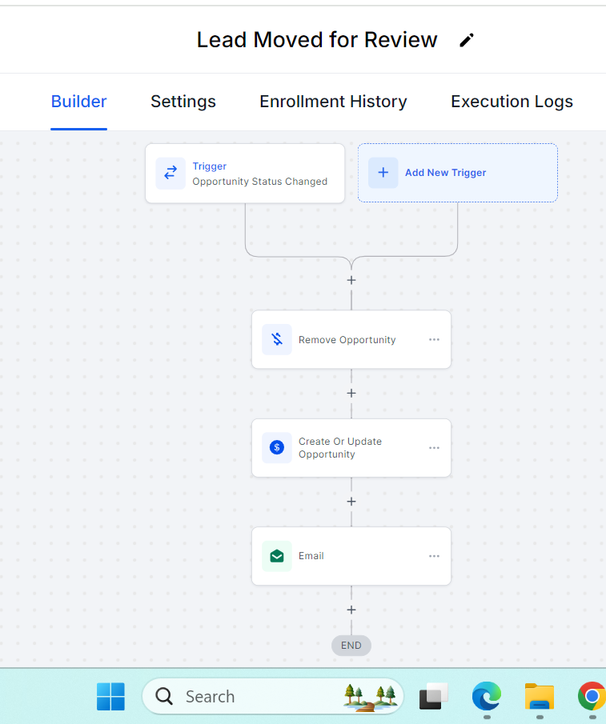Lead Moved for Review Workflow